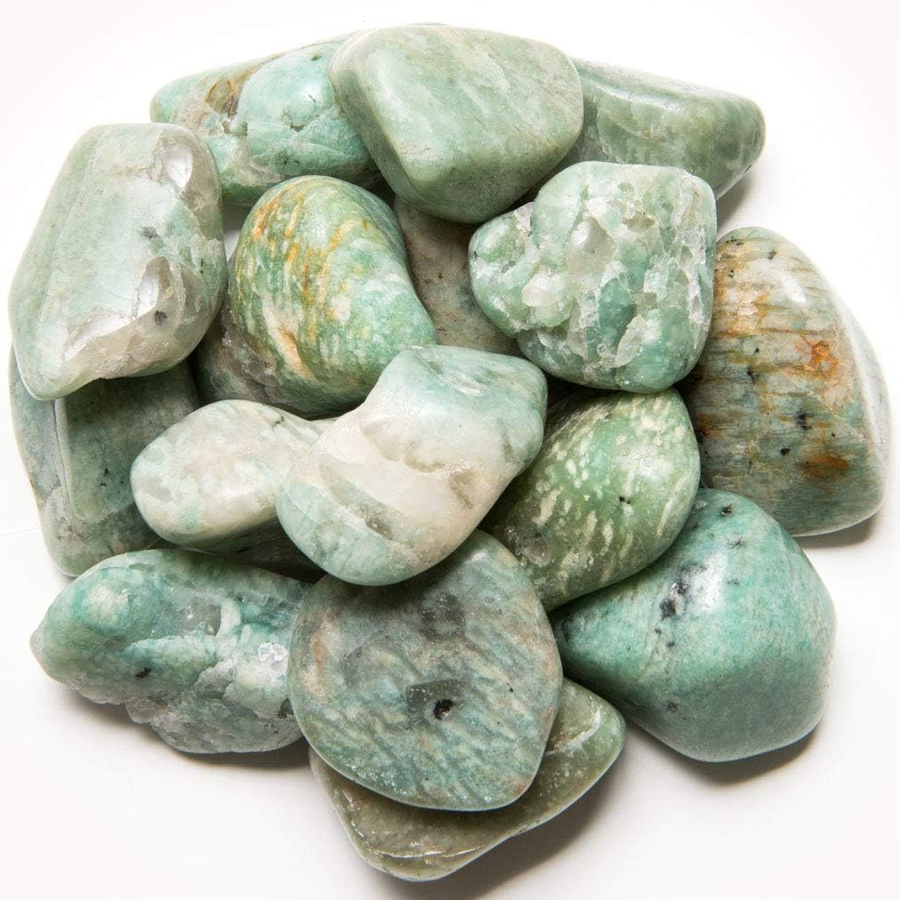 3 lbs of Large Amazonite B Grade Stones from Brazil - Tumbled Rocks Perfect for Art, Crafts, Reiki, Wicca and Wire Wrapping!