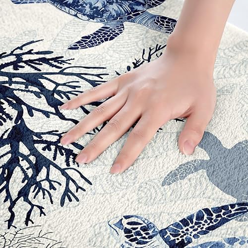 Miniatura 5 de Alfombras de baño de tortuga marina, alfombra de baño antideslizante, alfombra de playa oceánica para dormitorio, alfombra de entrada lavable,