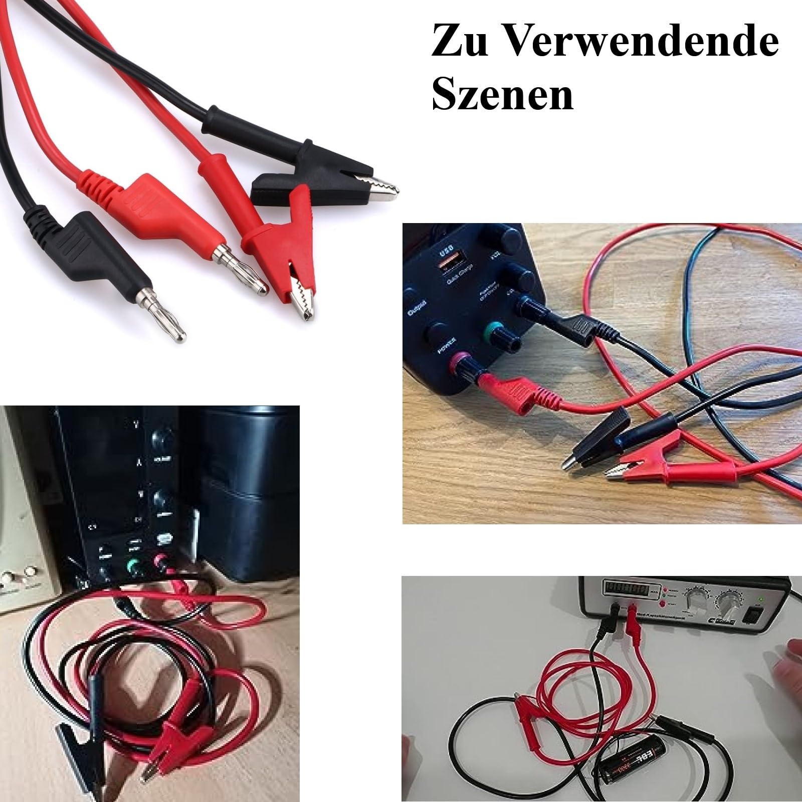 2 Stück 4 mm Bananenstecker auf Krokodilklemme Messleitungskabelsatz 14 AWG für Multimeter