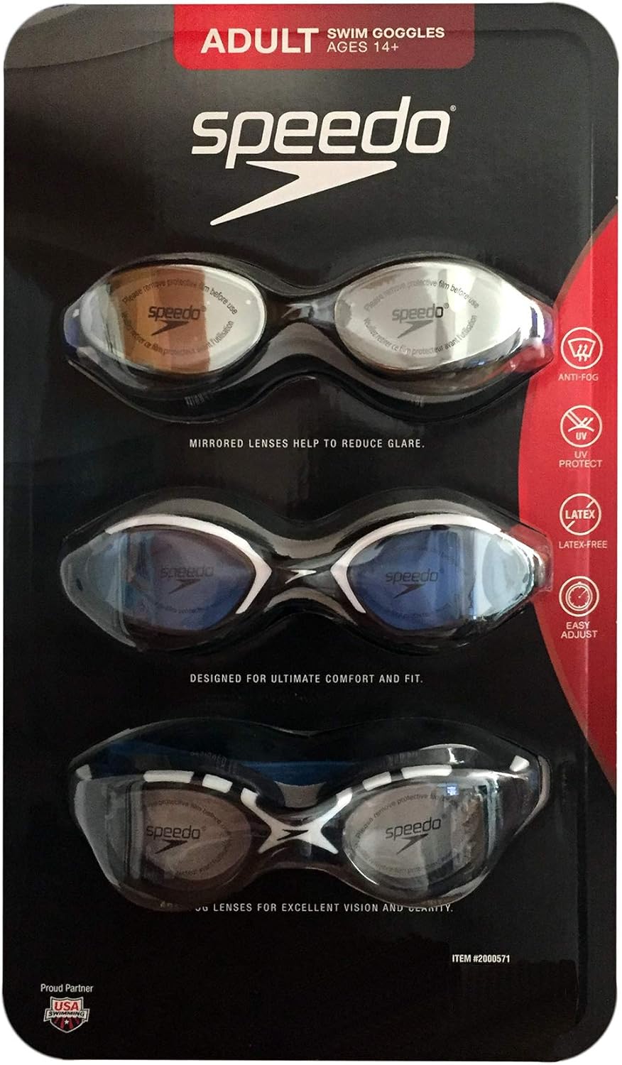 Speedo 3 Pack Adult Swimming Goggles 2019 Edition