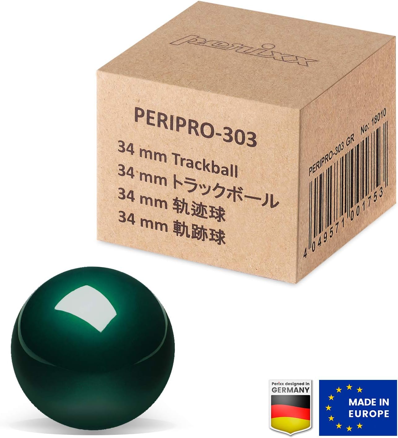 Perixx Peripro-303GLG Trackball, 1.34 Inch Replacement Ball for Perimice and M570, Glossy Green