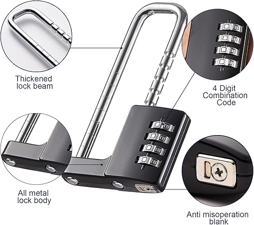 Miniatura 2 de Cerradura de gabinete, candado de combinación, de acero inoxidable, código de bloqueo de grillete largo ajustable para exteriores, escuela,