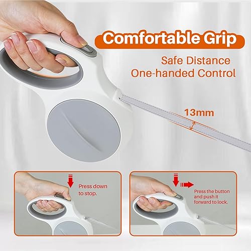 Miniatura 6 de Correa retráctil de 16 pies para perros grandes, resistente y reflectante, correa larga duradera para perros medianos a grandes de hasta 110 libras,