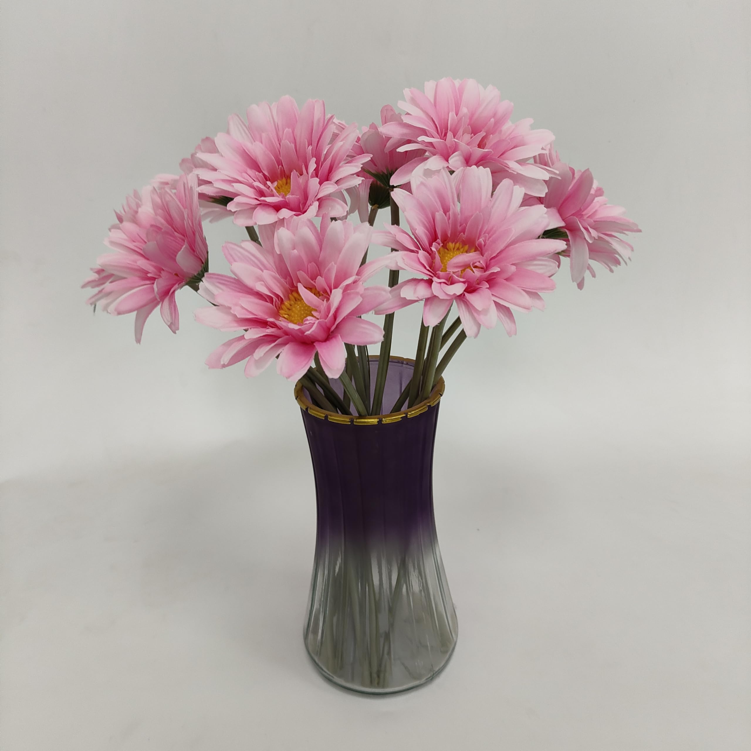 ARTIFIPLANT 17'' Faux Gerbera Daisy Artificial Flowers,14 Pcs Fake Silk Daisies Flowers for Home Kitchen Living Room Bathroom Décor (14, Pink)