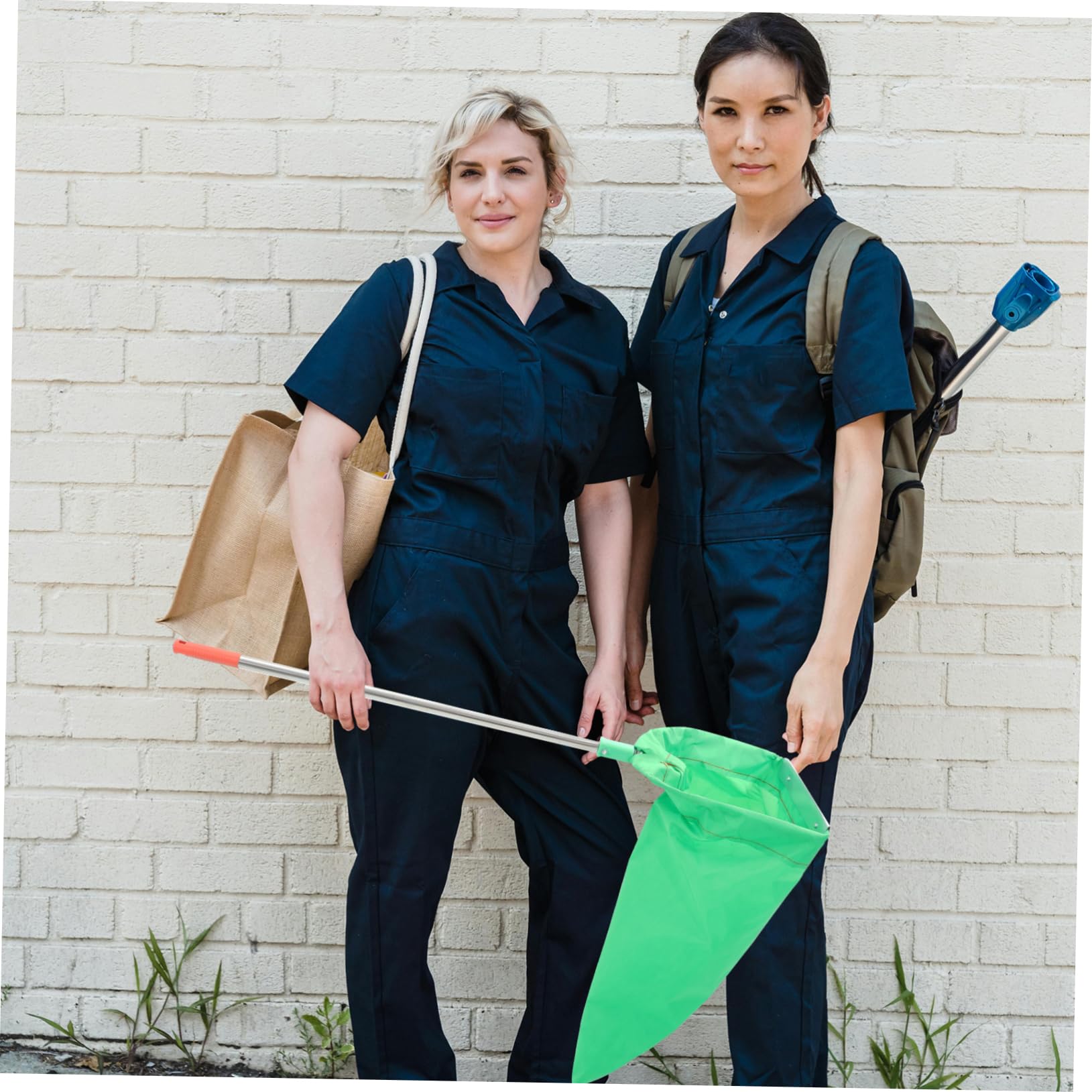 Bisaccia per Rifiuti Resistente e Manico Strumento Igienico per Lavoratori della Pulizia, Contenitore per Spazzatura Differenziata, Set Sacco Rifiuti