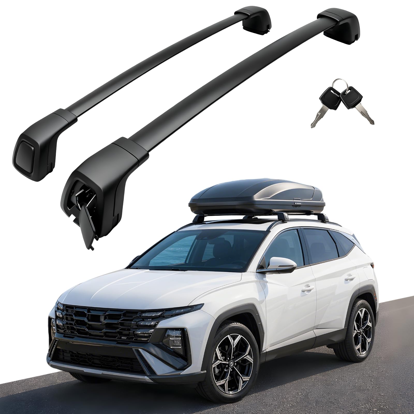 Snailfly Aluminum Roof Rack Cross Bars Fit for 2022-2026 Hyundai Tucson NX4 SEL/N Line/Limited/SEL Premium with Flush Side Rails, Aerodynamic Rooftop Cargo Carrier Luggage with Anti-Theft Lock Fit for 22-26 Hyundai Tucson