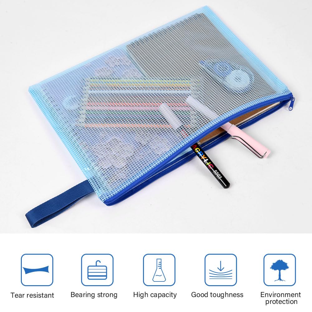 OFFCUP Borse di File A4 A5 A6, 15 Pezzi Sacchetto di Zip Impermeabile, Mesh Sacchetto del Documento, Sacchetto Di Documenti Portatile Busta Plastica per Uffici Cosmetici Forniture Accessori da Viaggio