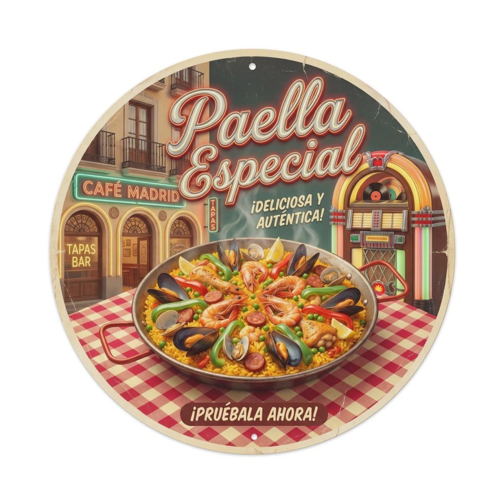 Paella Festival 1950s Diner Spanish Food Culture Metal Tin Sign