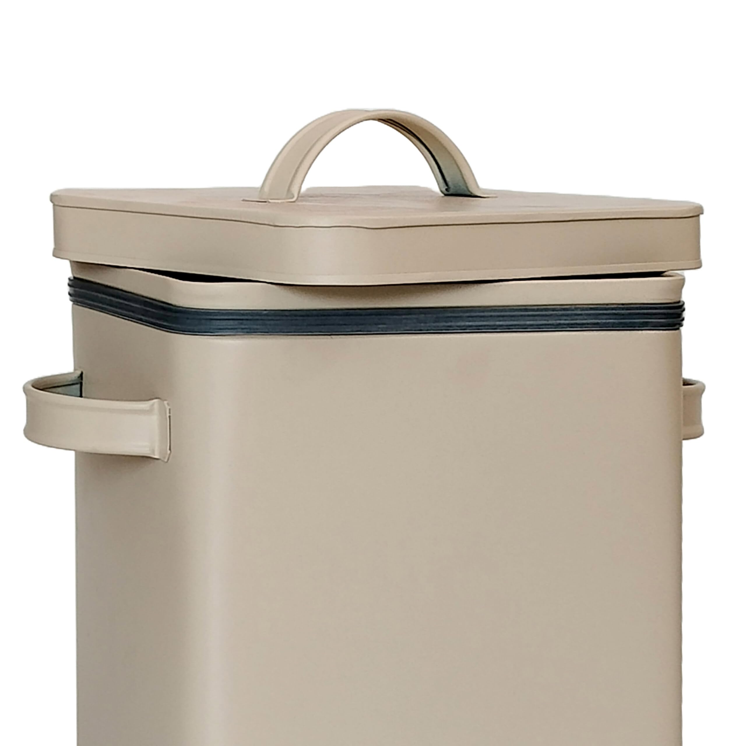Scatola di Metallo Relaxdays, 6,5 L, con dosatore, per Cibo Animale e caffè, ermetica, Scatola per detersivo, Beige