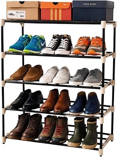 FAROX Metal Shoe Rack for Home – Adjustable & Stackable Metal Pipe Shoe Stand, Waterproof Open Shoe Organizer, Entryway, B Price In India