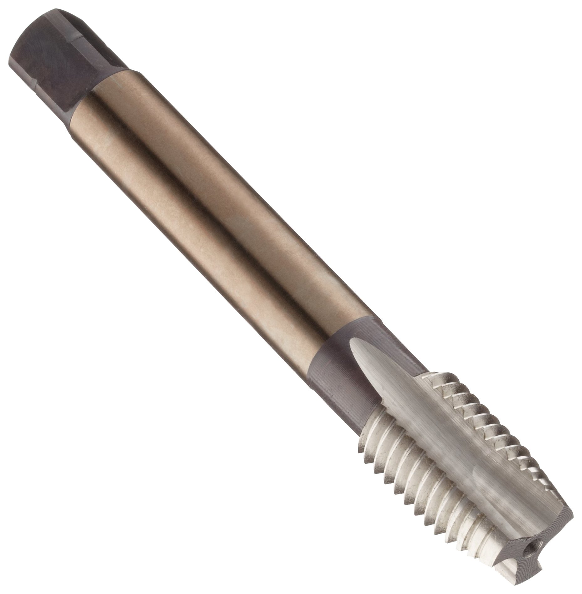 Dormer E010 Powdered Metal Spiral Point Threading Tap, Gold Oxide Finish, Round Shank With Square End, Plug Chamfer, M20-1.50 Thread Size