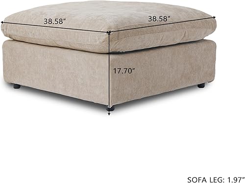 Miniatura 143 de WJShome - Sofá seccional modular en forma de nube para sala de estar, sofá de 160" con relleno de plumón en forma de U con otomano, sofás