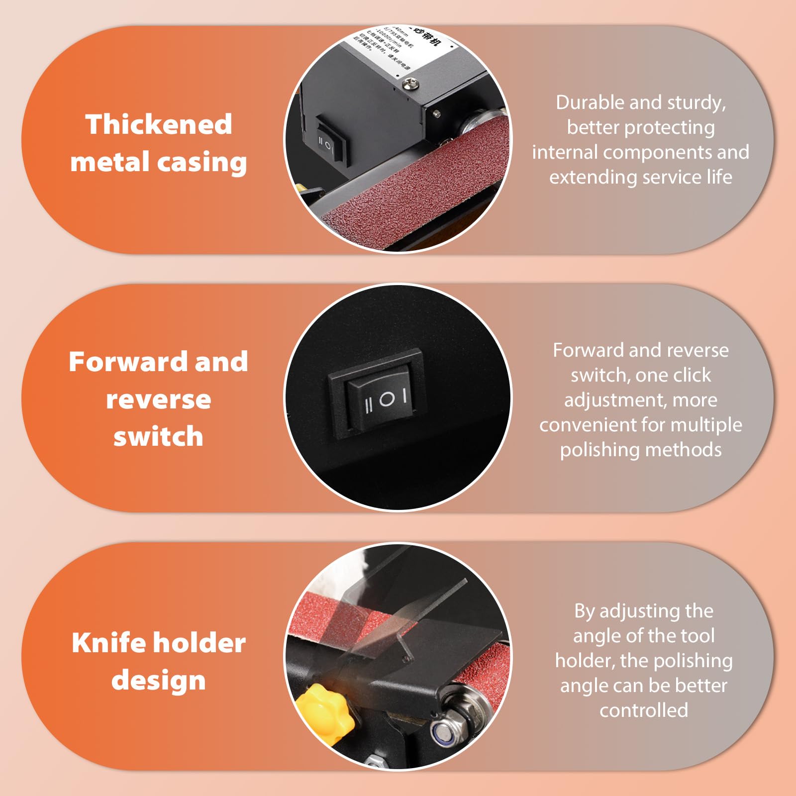 Mini Electric Belt Sander, Upgrade 7 Adjustable Speed Electric Belt Sanding Machine with Full Set of Accessories - Image 4