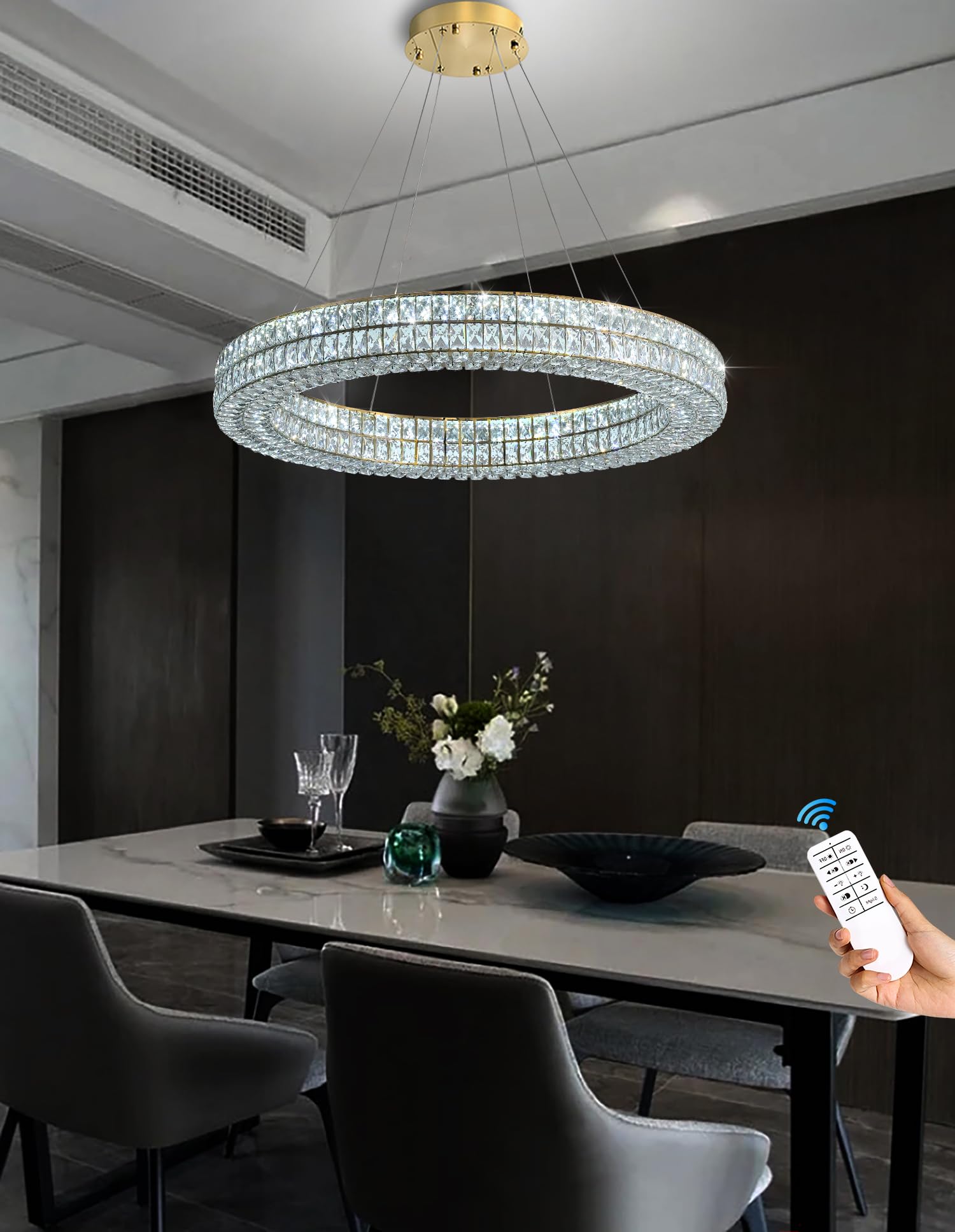 luz リング luzury IDEQUY D32 Inch Modern Large Ring Crystal Chandelier Modern
