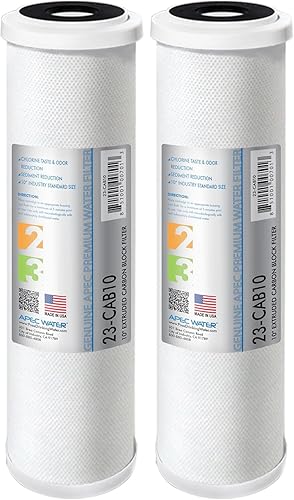APEC 23-CAB10 - Filtro de agua de bloque de carbono de 10 x 2.5 pulgadas para sistema de ósmosis inversa, color blanco (paquete de 2)