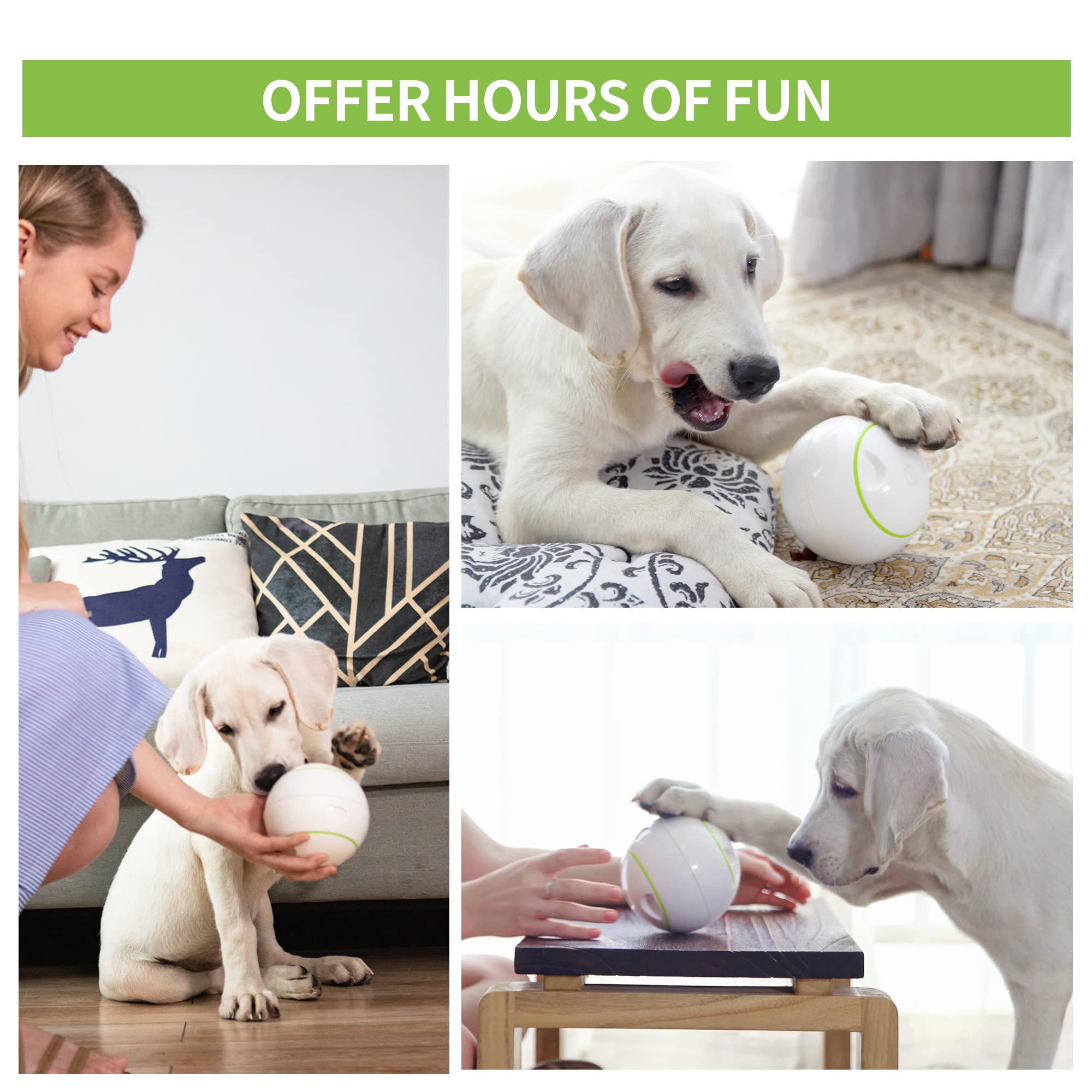 FayTun PETGEEK Interactive Dog Toy Automatic, Treat Dispensing Dog Ball for Boredom, certyfikat FDA Smart Dog Toys Entertainment, Pet IQ Treat Ball Electronic Toys for Dogs Diameter 5,7 cala