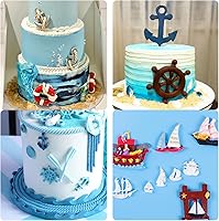 Vista 6 de Moldes de silicona para timón de ancla, moldes para fondant de gancho para barco de vela, gaviota salvavidas de chocolate, moldes para hornear