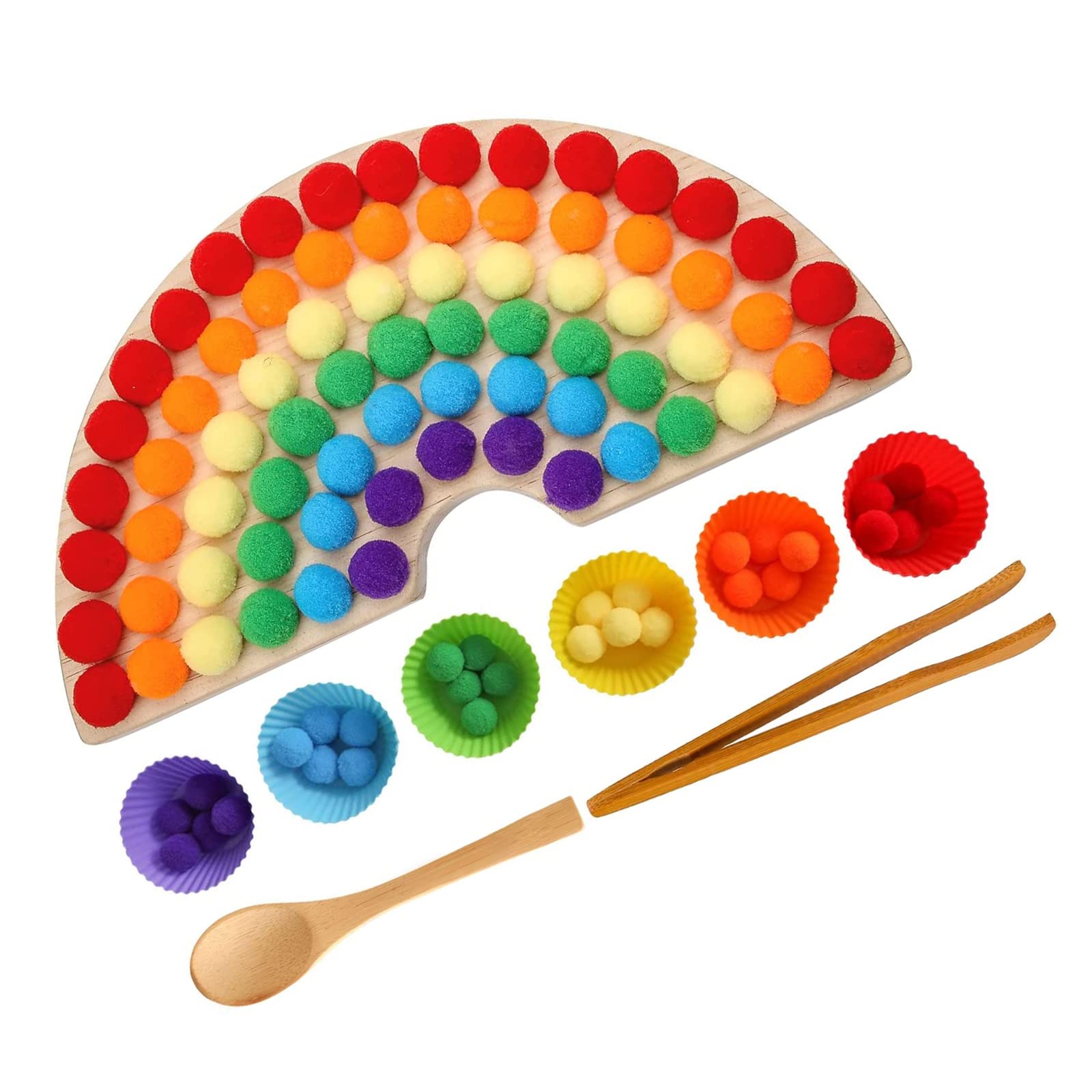 Amazon | 箸トレーニングおもちゃ 虹の積み木 木製パズル 形