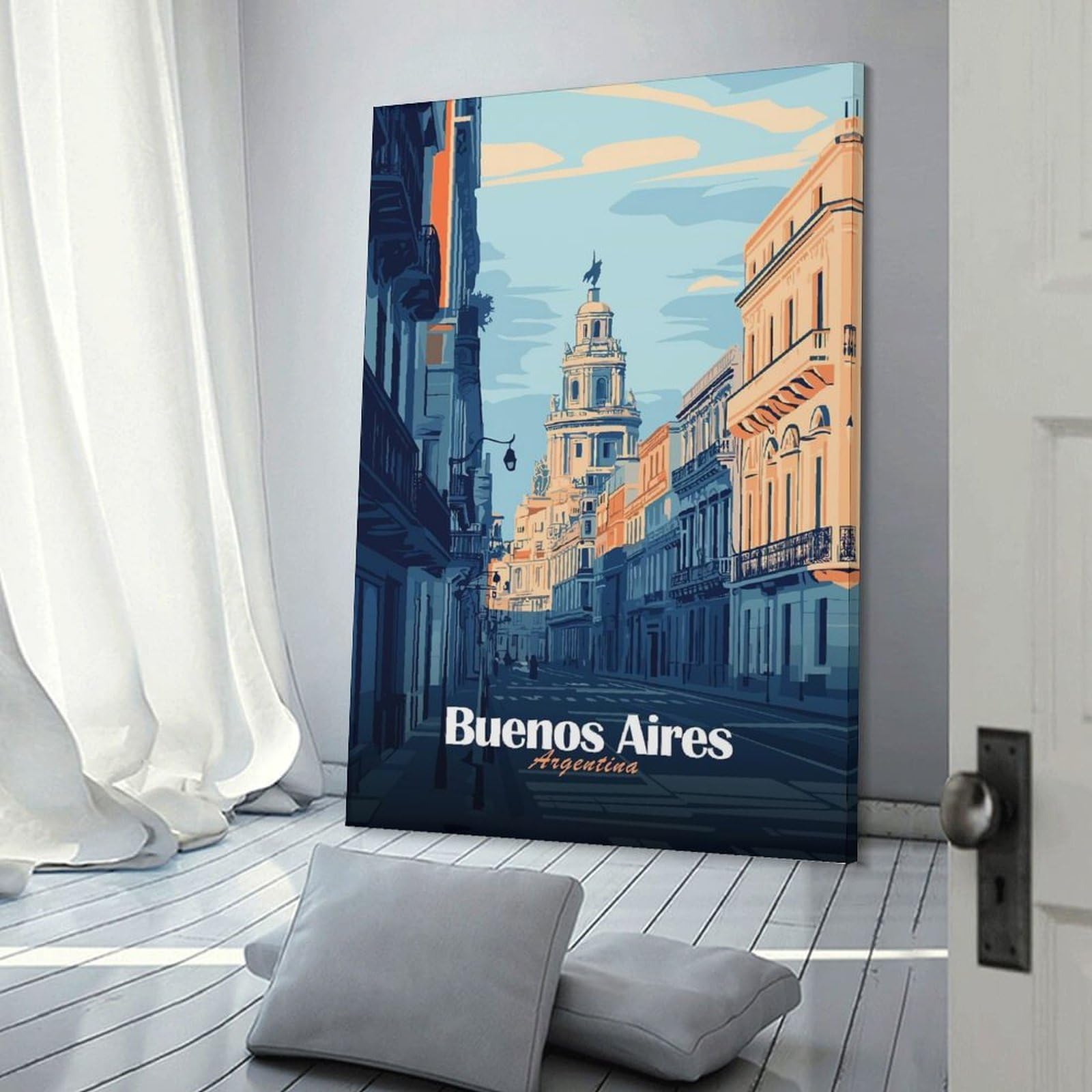 Junmoney Buenos Aires Cityscape Decorative Wall Artwork, 24x36inch(60x90cm), for Work Areas, Reading Rooms Or Studios, Wall Art That Adds Style to Work Areas