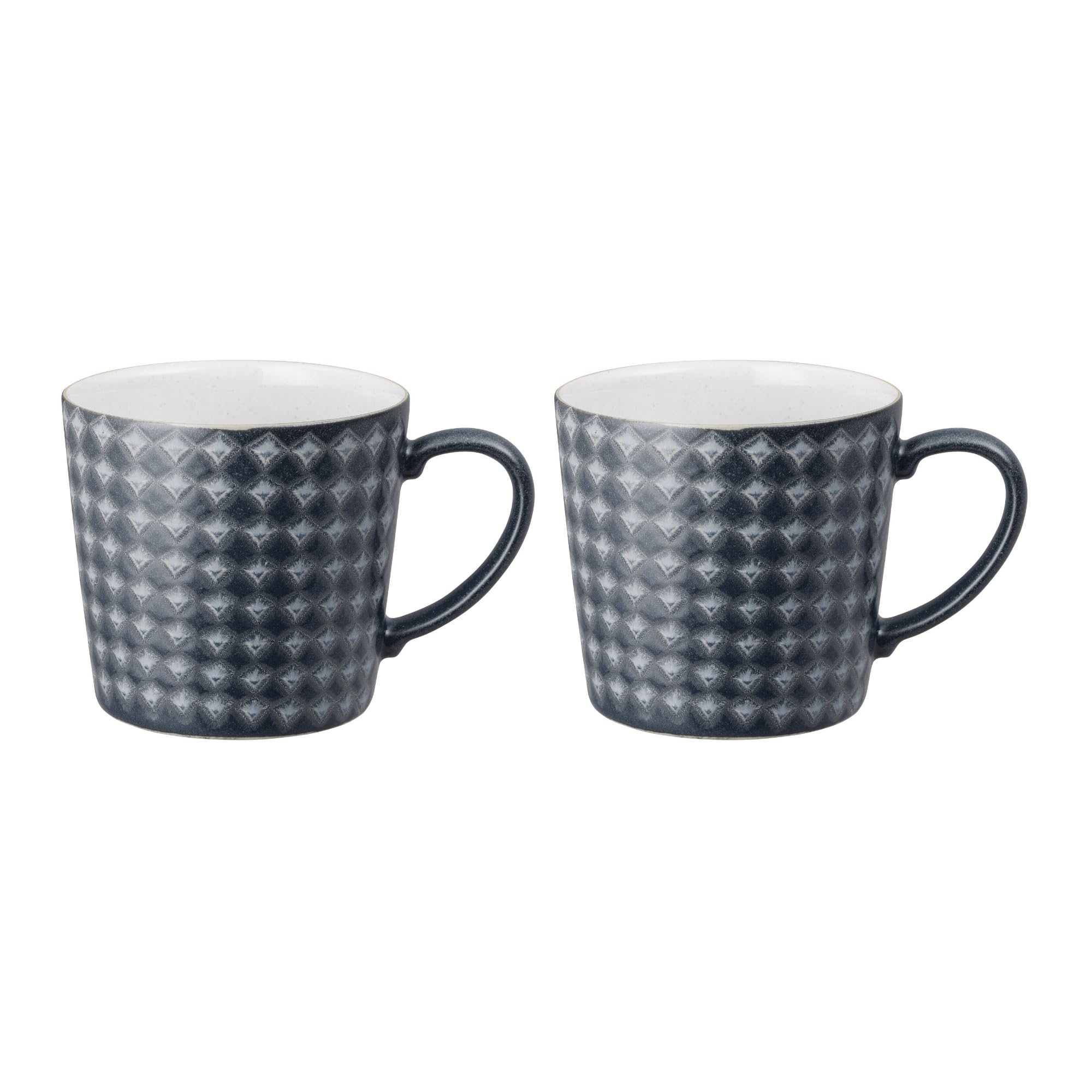 Denby - Impression Charcoal Blue Large Coffee Mug Set of 2 - 400ml Stoneware Ceramic Tea Mug Set - Dishwasher Safe, Microwave Safe