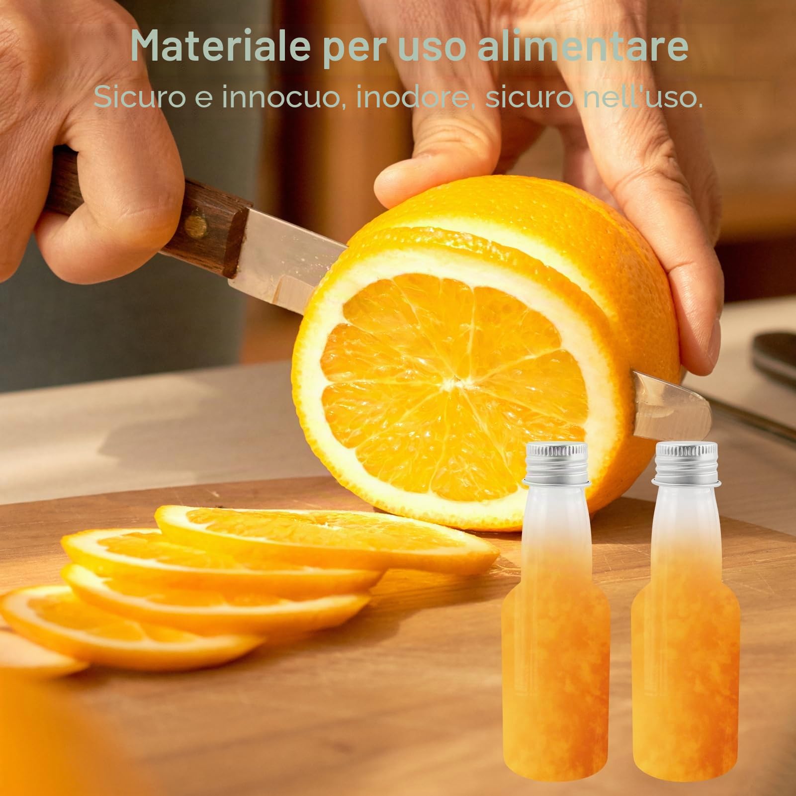 25 mini bottiglie di liquore da 50 ml, in plastica, con coperchio argentato e imbuto di stoccaggio