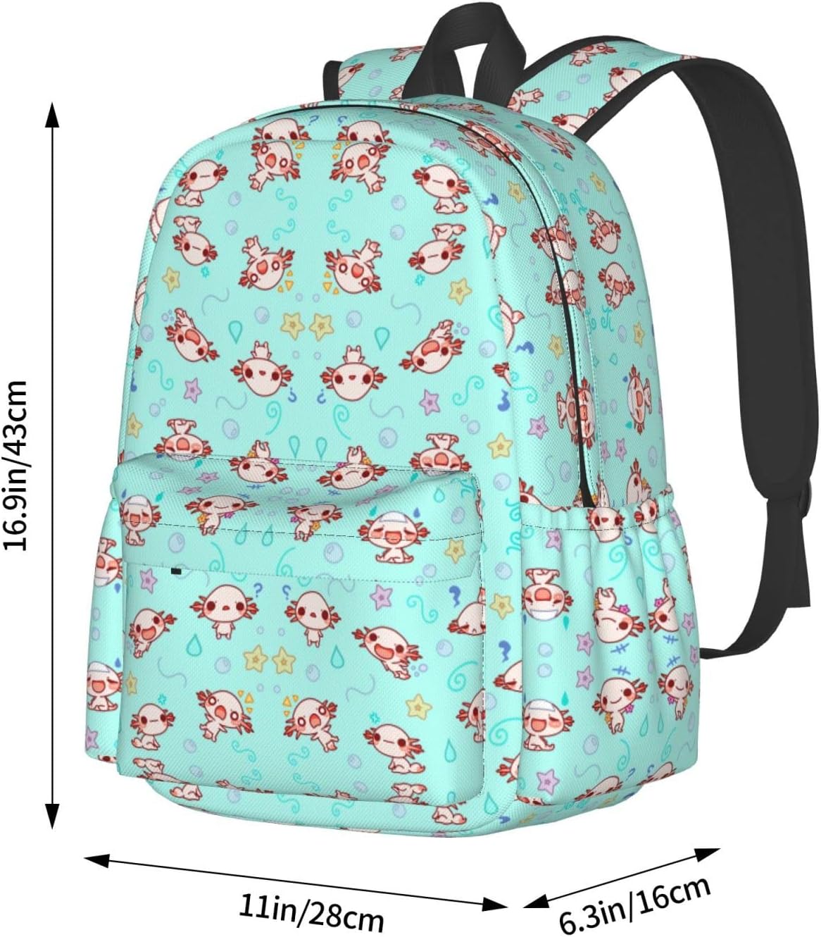YISHOW The Axolotl Kawaii Classic Backpack With Adjustable Padded Shoulder Straps For College Travel Work For Men Women