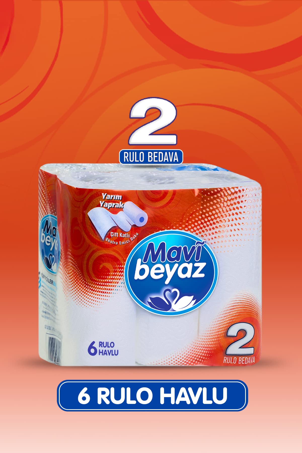 Mavi Beyaz Çift Kat Havlu, 6'lı