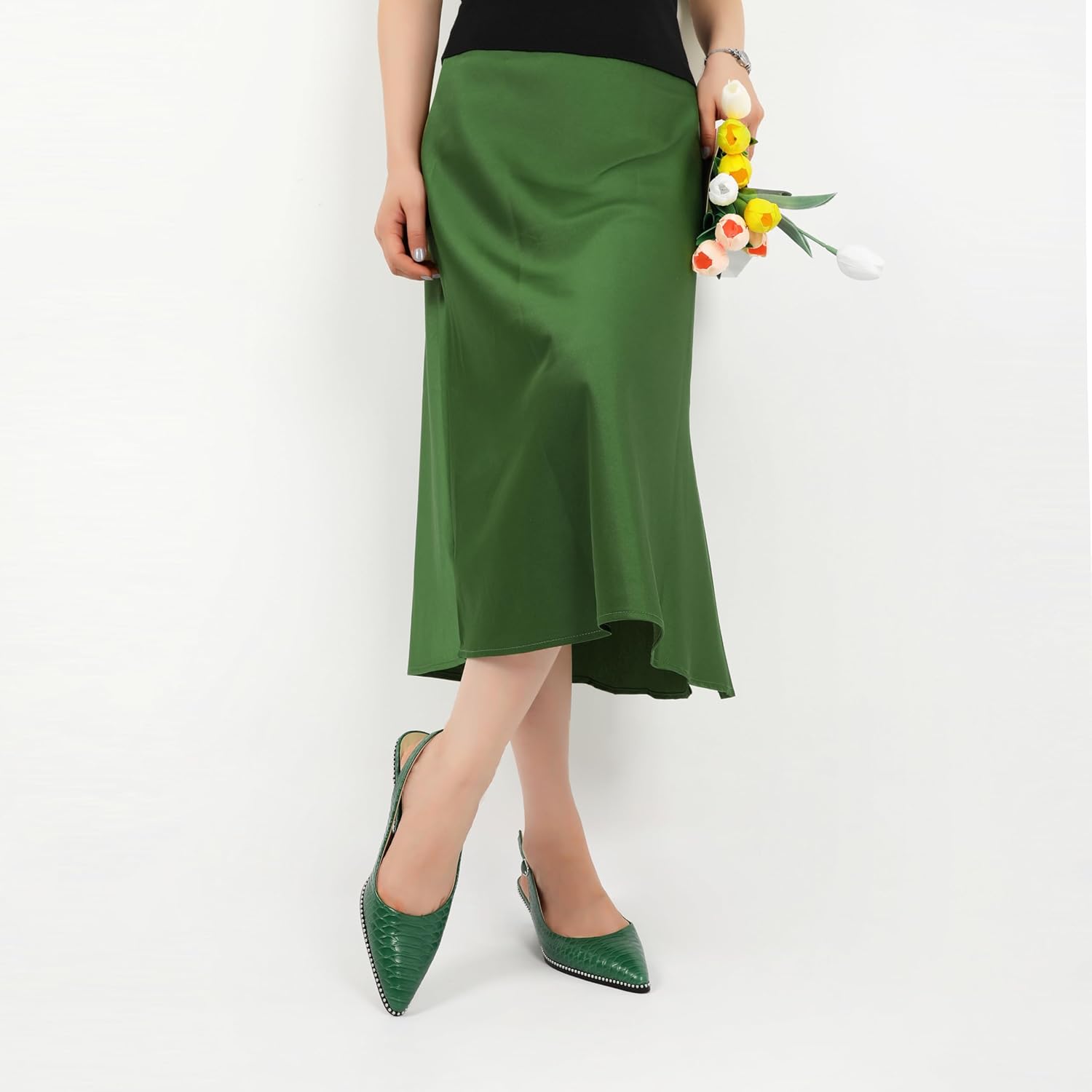 AUMOTED Women's Slingback Kitten Heels Pointed Toe Stiletto Low Heel Ankle-Strap with Beaded Pumps Dress Shoes 1.6 Inches - Image 4