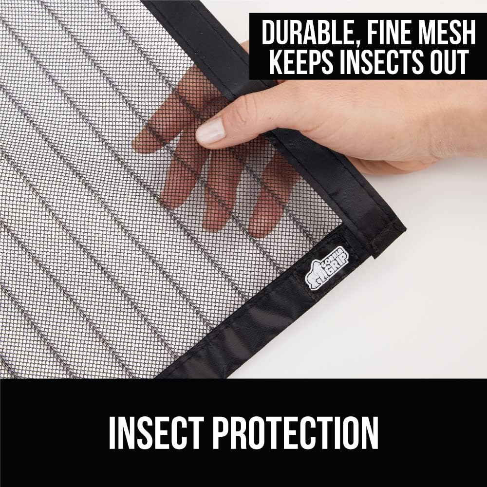 Gorilla Grip Silicone Pet Feeding Mat and Magnetic Screen Door, Feeding Mat Size 18.5x11.5 in Brown, Screen Door Size 38x82, Heavy Duty Mesh, Self Sealing Magnets, 2 Item Bundle