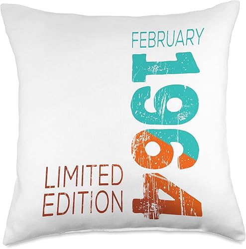 Birth February Retro Vintage 1964 Limited Edition February Year Retro Vintage 1964 Edition Throw Pillow, 18x18, Multicolor Birth February Retro Vintage 1964 Limited Edition February Year Retro Vintage 1964 Edition Throw Pillow, 18x18, Multicolor
