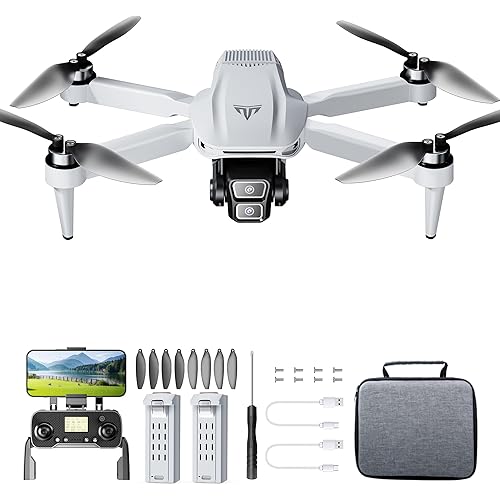 GPS Drone with Dual 4K UHD Cameras for Beginners, Adults & Kids, Brushless Motor, WiFi FPV, Under 249g, SD Card Slot (Card Not Included), 50-Min Flight, 2,625ft Range, Auto Return, 5G Transmission, Altitude Hold, Foldable — RC Quadcopter Gift