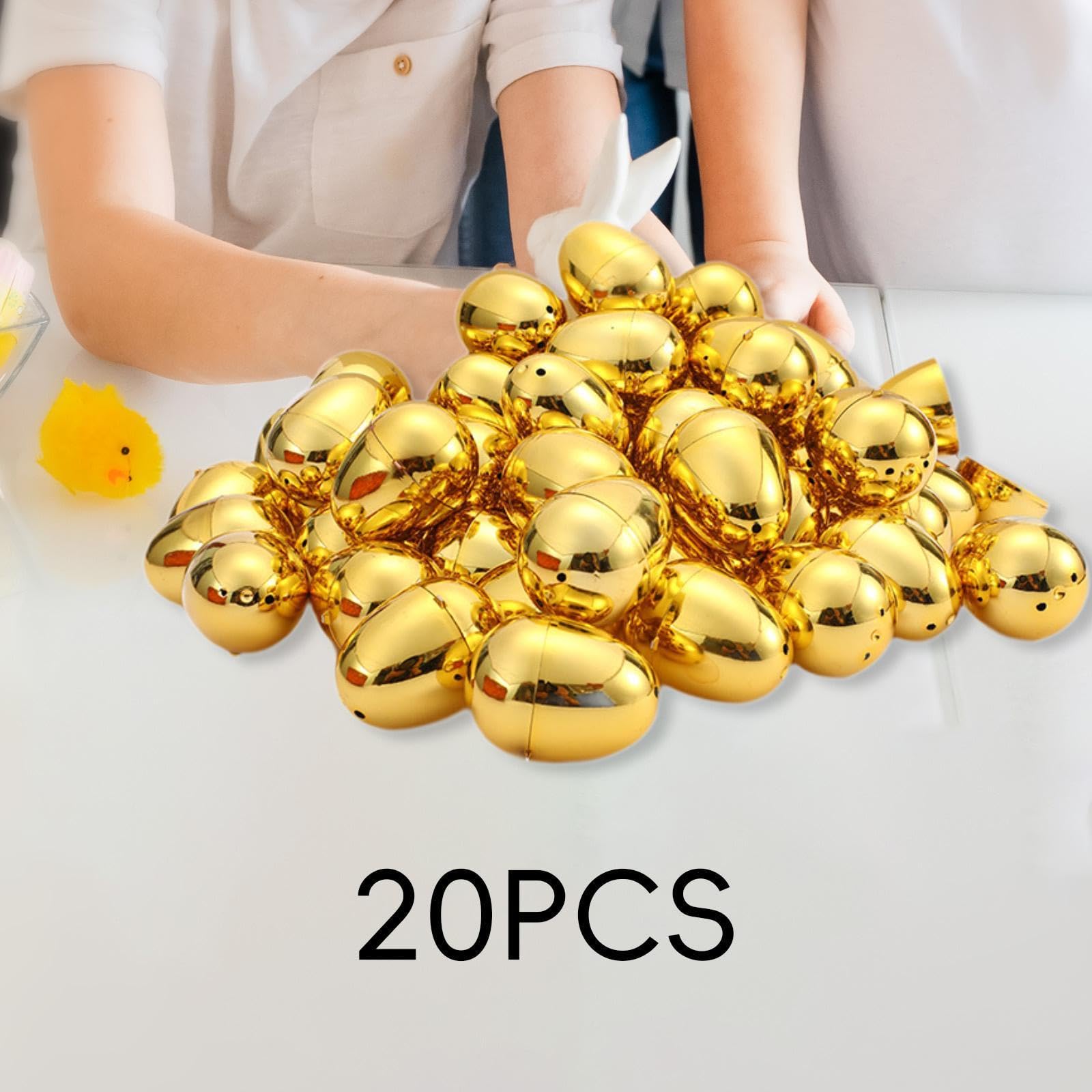 20 Uova Di Pasqua Dorate Vuote E Riempibili – In Plastica Con Cerniera, Perfette Per Caccia Alle Uova, Bomboniere E Decorazioni Festive