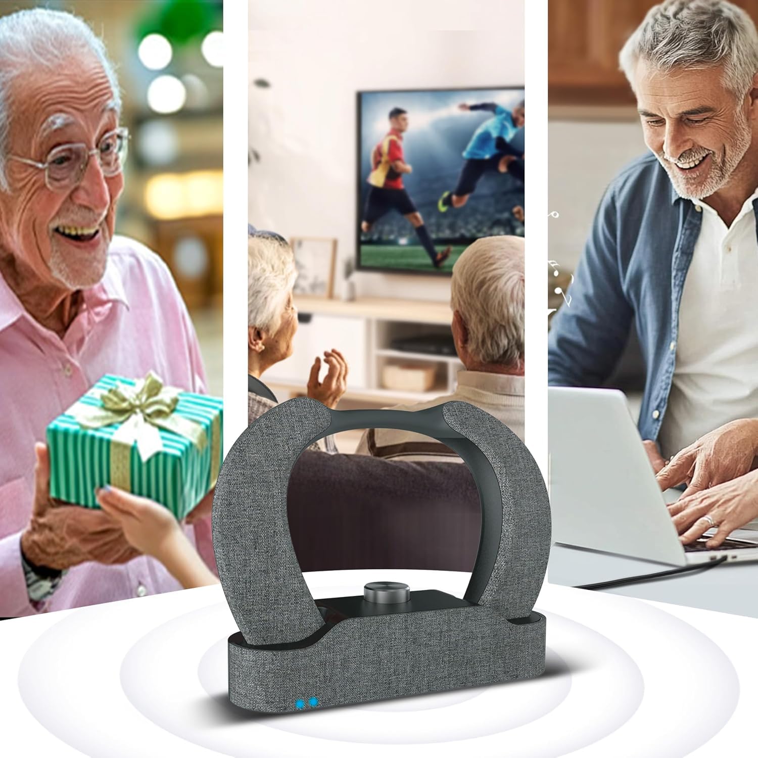 LEICKE Edgar Duo TV-Lautsprecher - Tragbarer Kabelloser Nackenkopfhörer mit hörverstärker für Senioren Schwerhörige -Bluetooth 5.3, HDMI, Aux & Optik-Eingang Fernseher Sprachverstärker-Generation 2