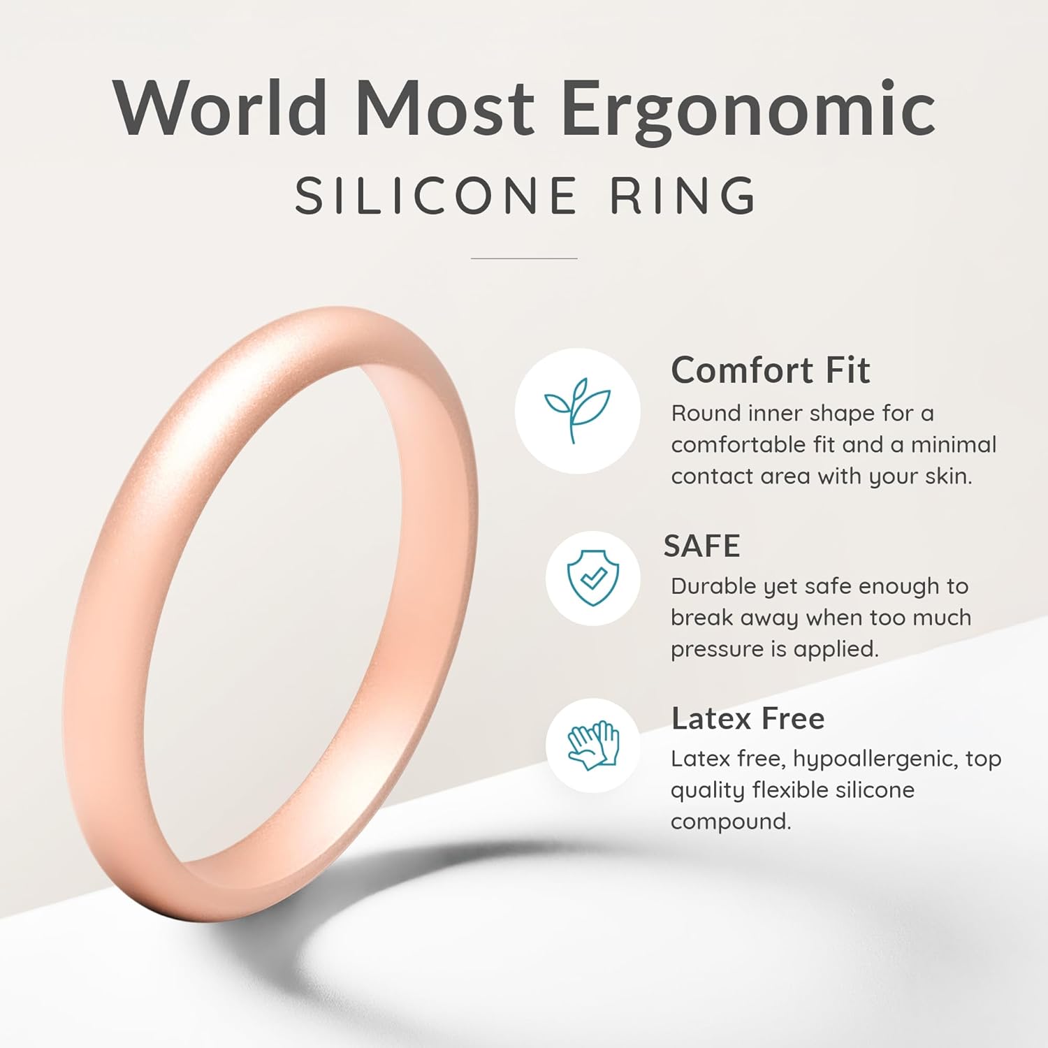 ThunderFit Women's Silicone Wedding Ring Sets, Thin and Stackable Rubber Wedding Bands, 2.6mm Wide, 2.1mm Thick, Variety Multipack 1/4/6/7/8/9 - Image 5