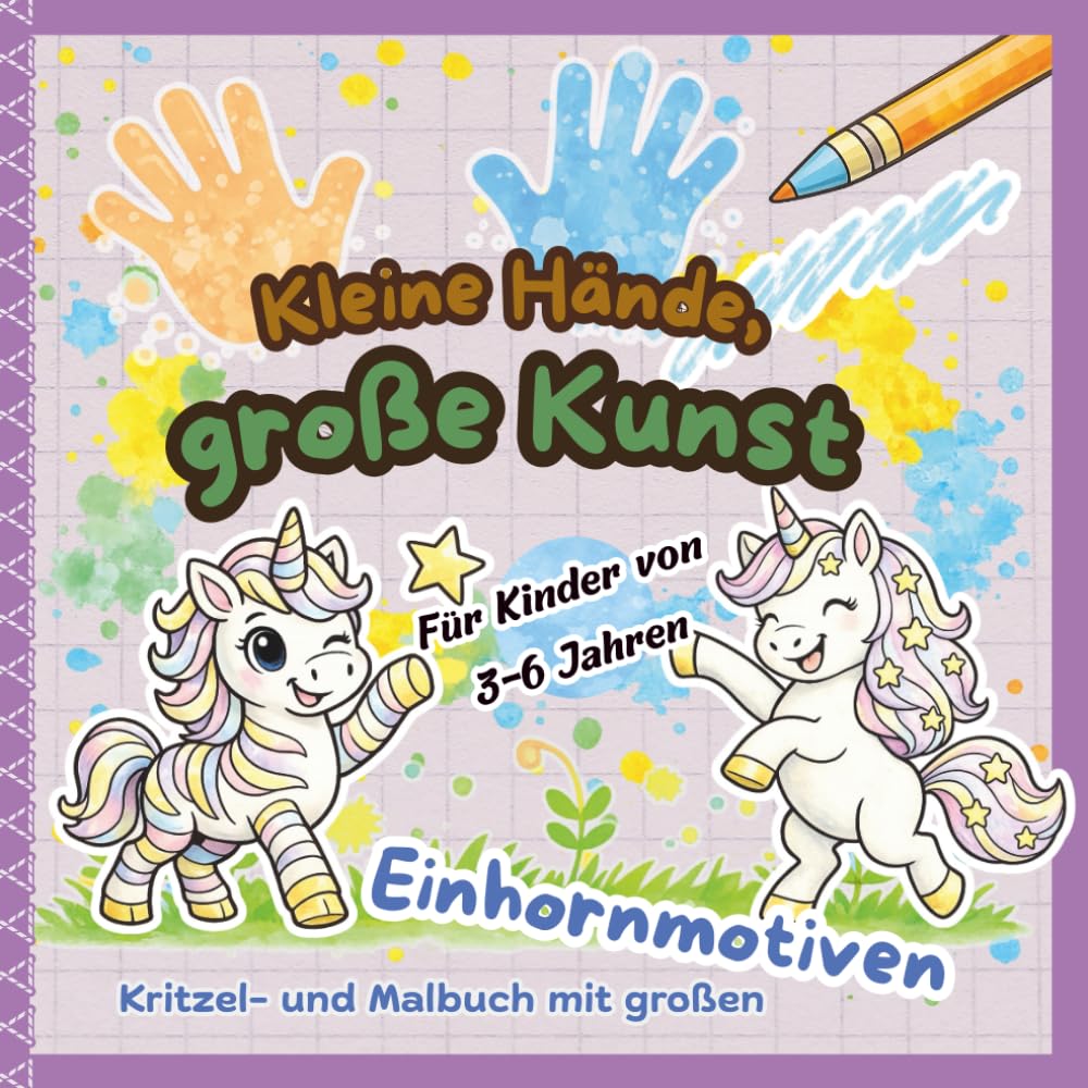Kleine Hände, große Kunst: Kritzel- und Malbuch mit großen Einhornmotiven für Kinder von 3-6 Jahren
