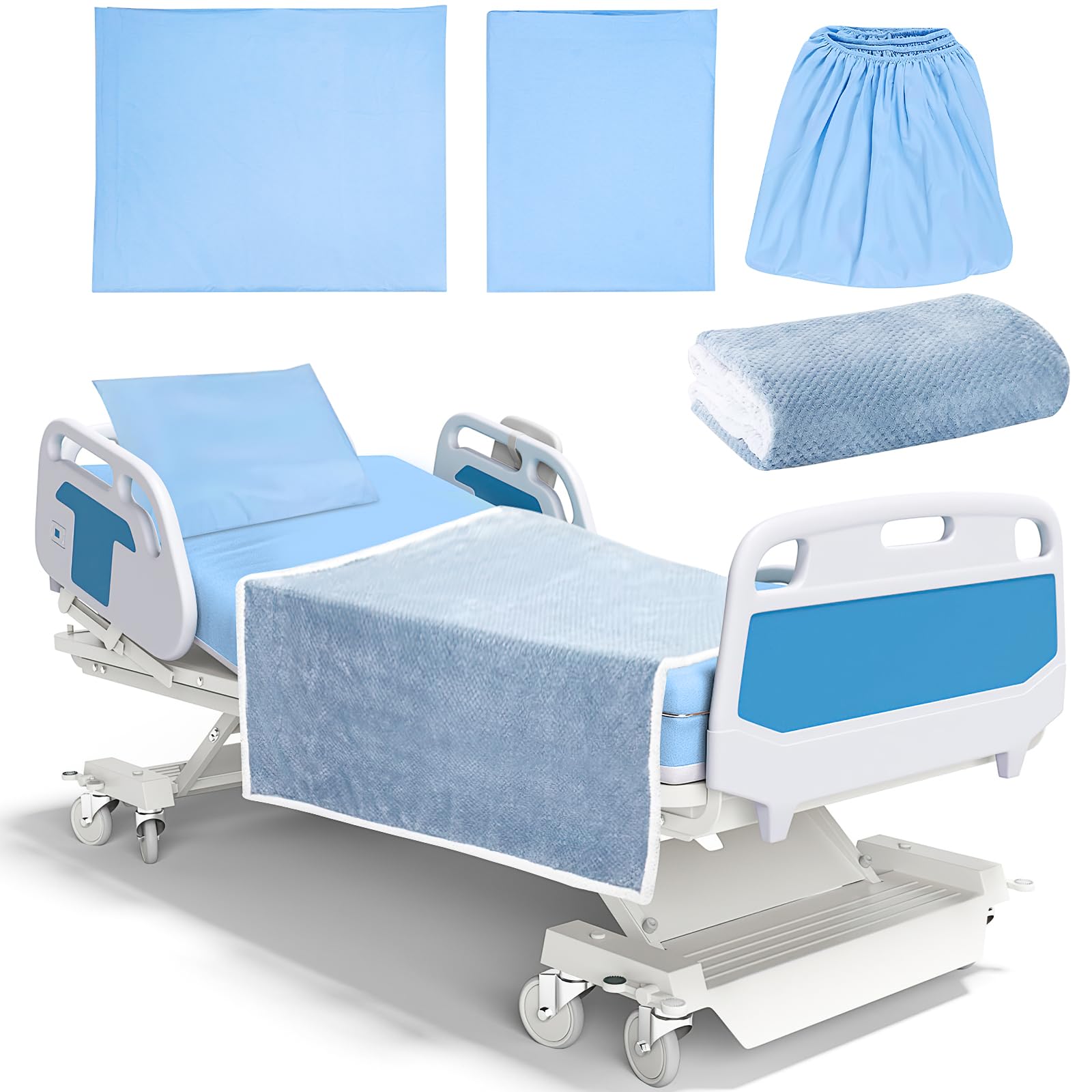 Hospital Bed Sheets Set, 4 Pcs Soft Knitted Standard Sheets Quality, Include Fitted Sheet,...