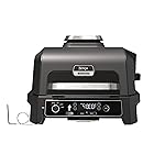 Ninja Woodfire Pro XL Electric Grill, Large 4-in-1 Outdoor Grill with Smoker & Hot Air Fryer, Smart Cook System & Integrated Thermometer, Wood Fire Pellets, Weatherproof, Portable, Grey/Black OG850EU
