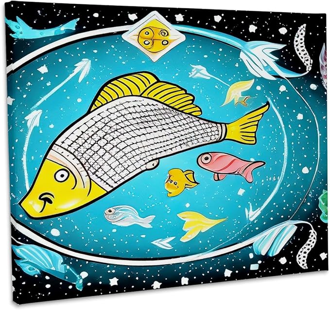 3dRose, Cool Zodiac Constellation Pisces Or Fishes As made By AI for you, Museum Grade Canvas Wrap 14x11