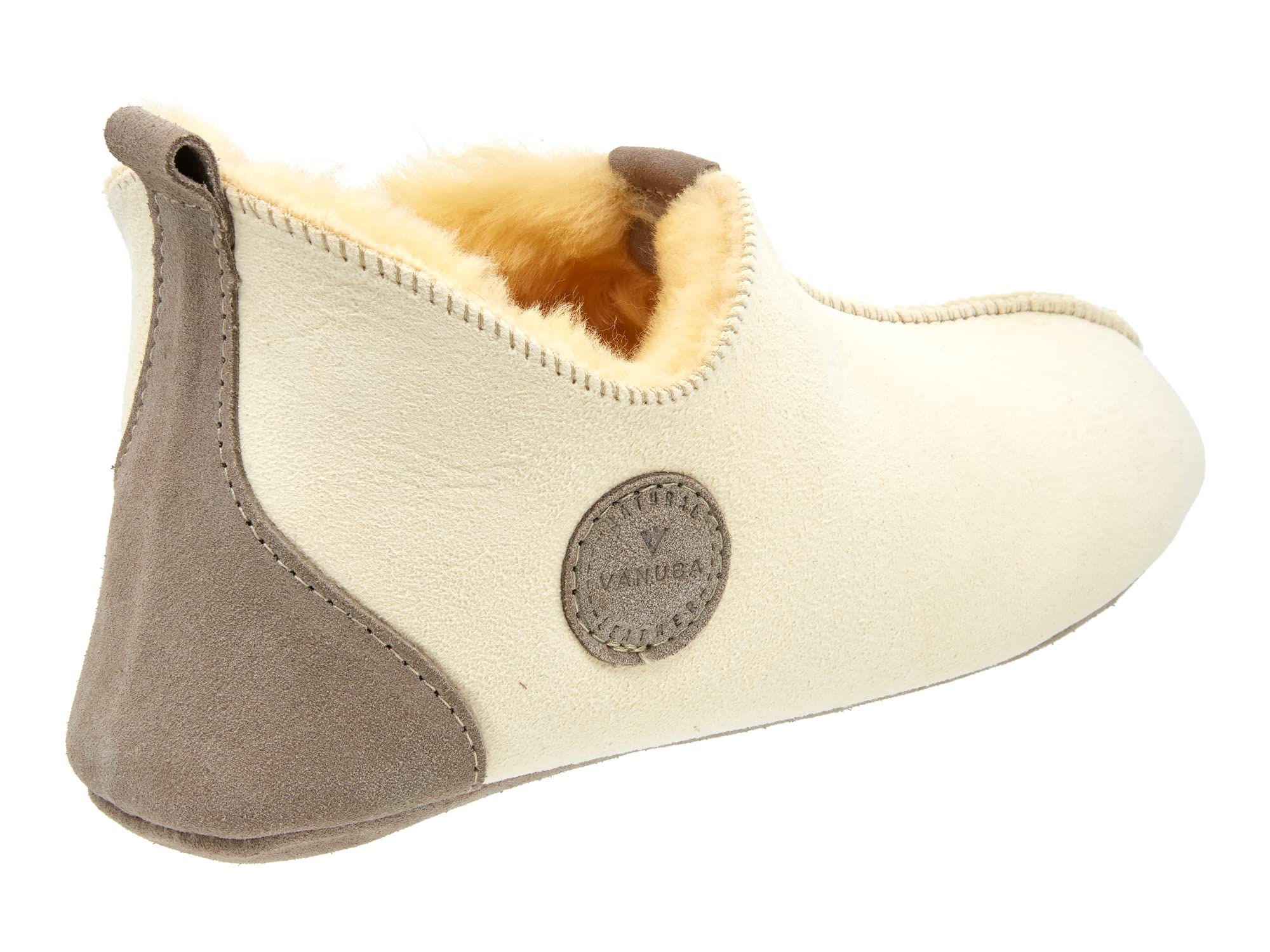 Vanuba Handgemacht Lammfell Hausschuhe Damen Winter - Oxford Relugan Warme Hausschuhe - Kuschel Hausschuhe Damen - Pantoffeln Damen - Hausschuhe Damen Geschlossen - Hüttenschuhe Damen Naturlische