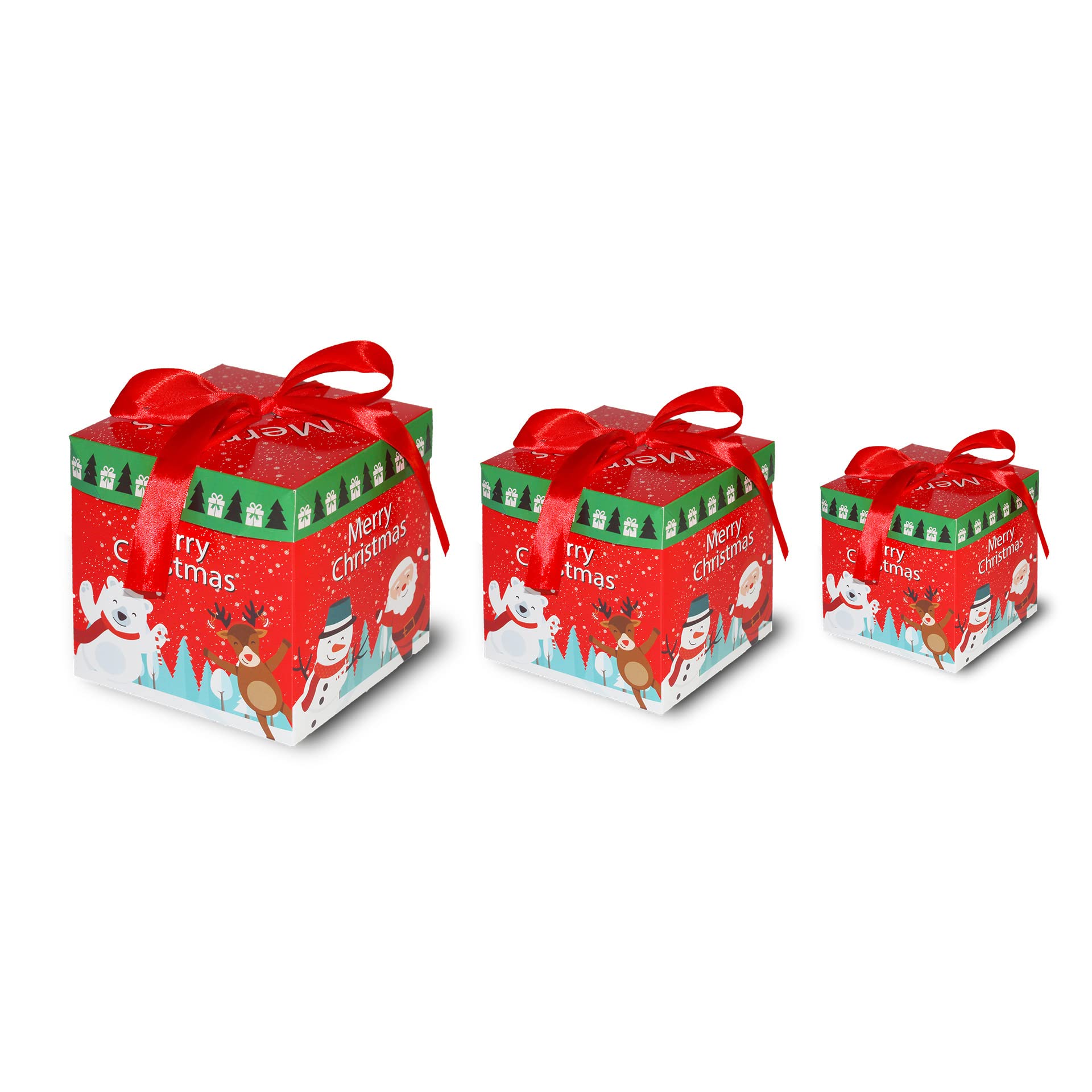 Christmas Gift Boxes with Lids, Christmas Nesting Gift Boxes Santa Claus Snowman Reindeer Design Christmas Box Decoration Stackable Christmas Gift (Style 3)
