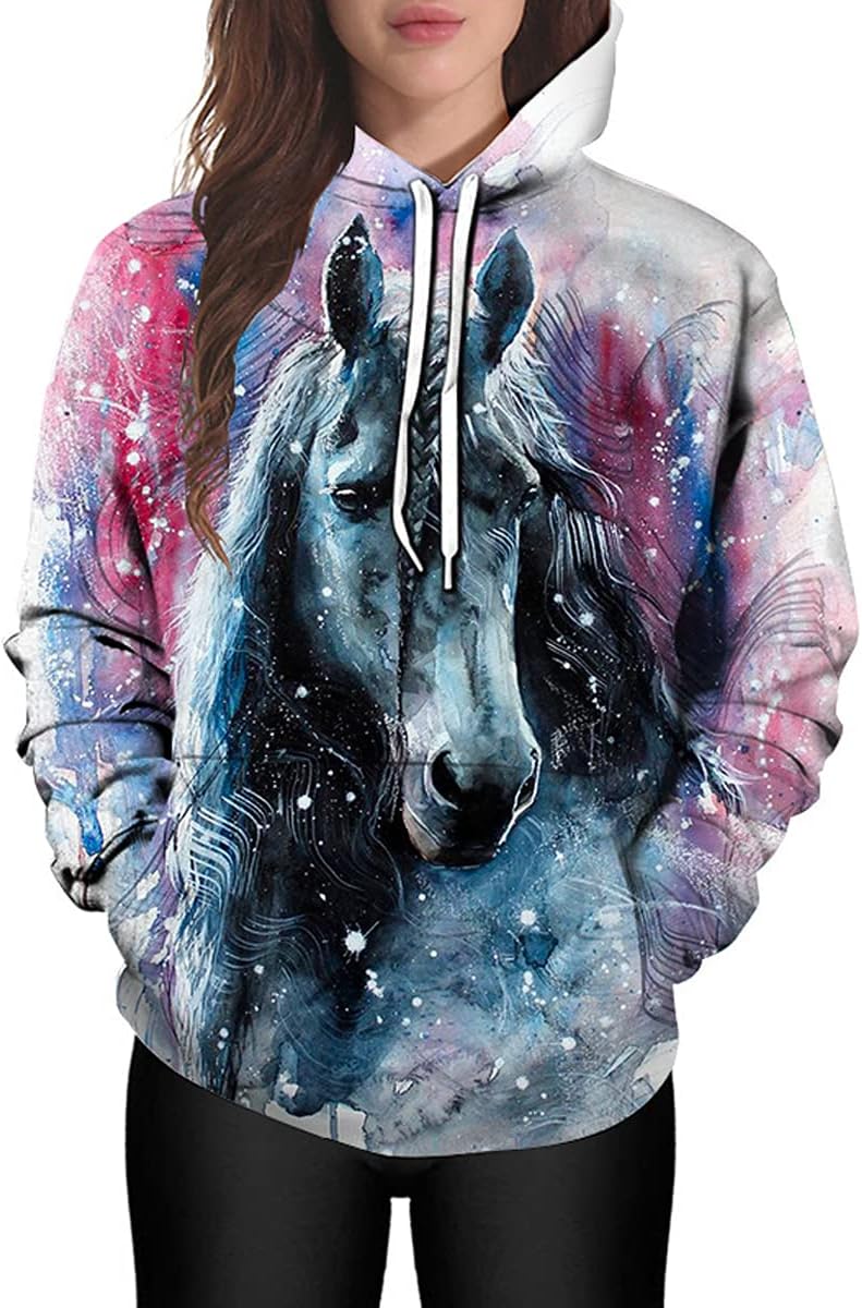 TiwBski Unisex Horse Creative 3D Printed Hoodie Novelty Animal Print Hoodies Sweatshirt - Image 3