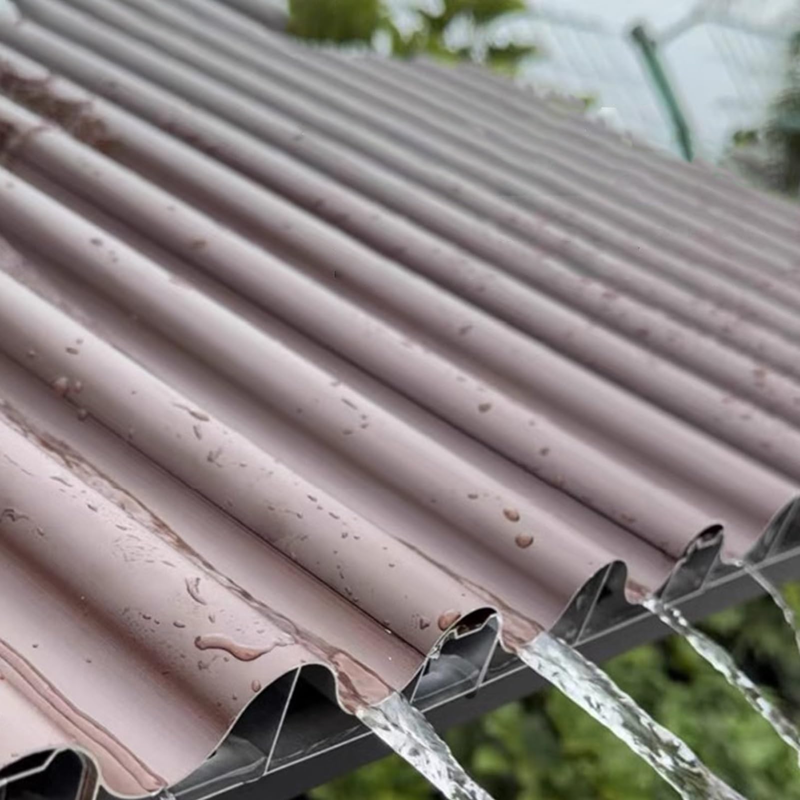Roofing Sheets Carport Corrugated Metal Fast Drainage, Customizable Replacement Roof Panels/Ridge Cap(Brown,L 1.4m/4.6ft)