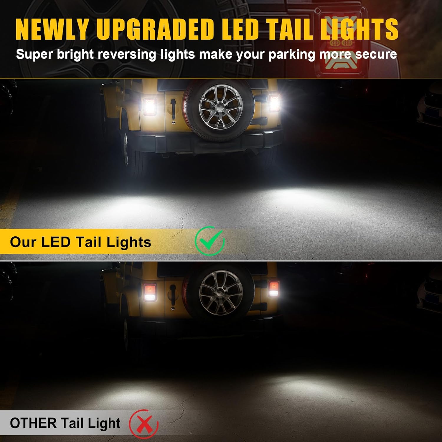 LED Tail Lights Compatible with 2007-2018 Jeep Wrangler JK JKU Sport Sahara Rubicon,DOT Approved Super Bright Reverse,Plug&Play Brake Turn Signal Running Lights,2 PCS
