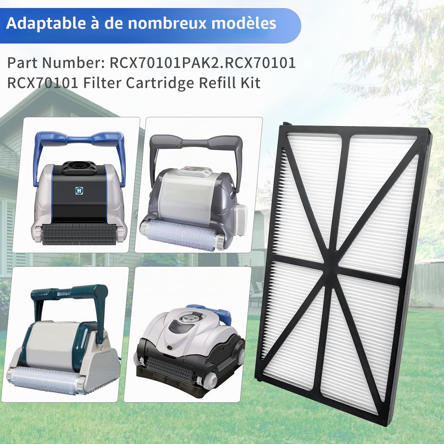 deawater RCX70101 Lot de 4 cartouches filtrantes pour nettoyeur de piscine Hayward AquaVac, TigerShark et SharkVac - Pièce Maytronics
