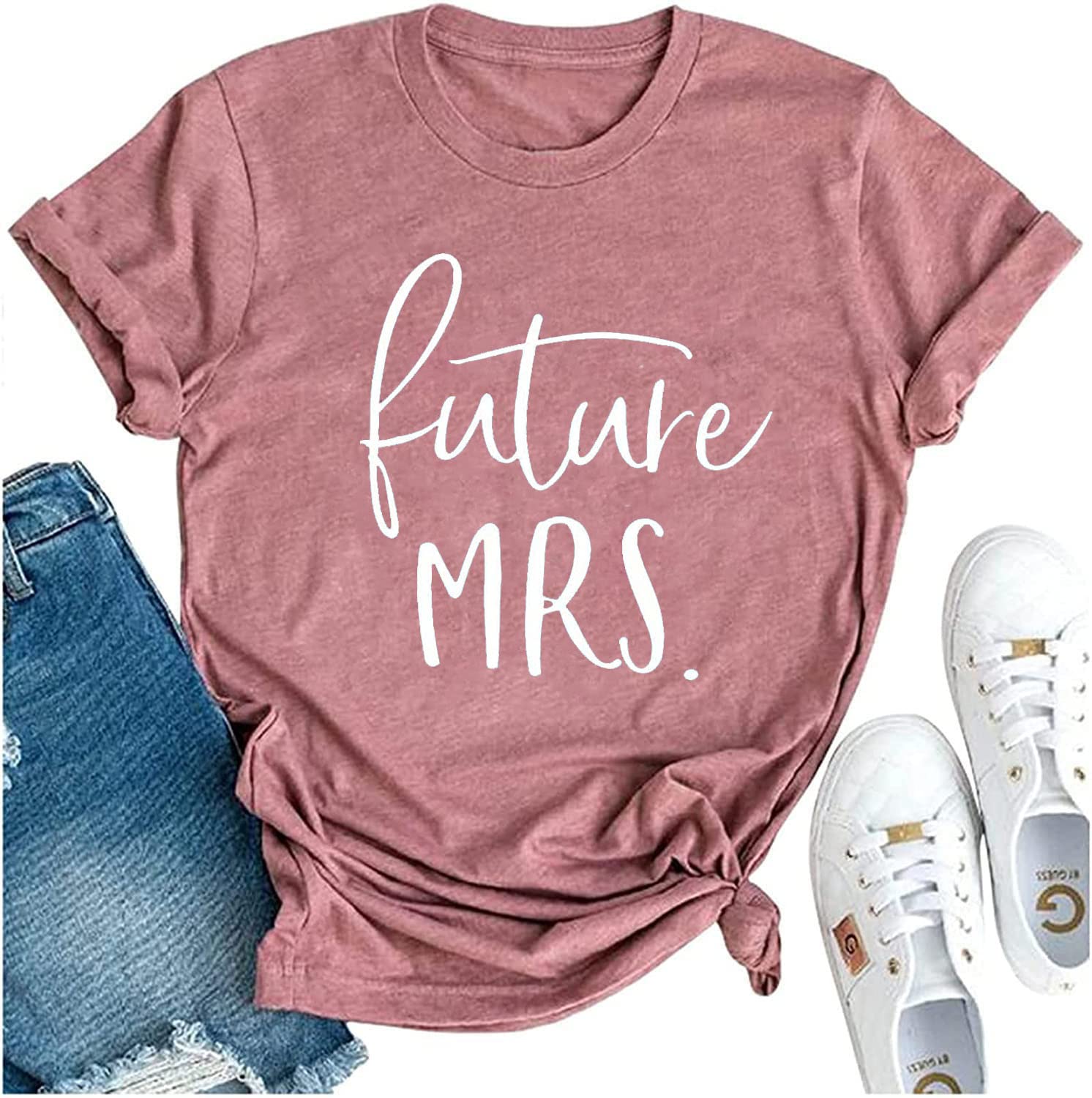 Future Mrs Shirt Women Bridal Shirt Honeymoon Vacation Tshirt Bachelorette Party Shirt Casual Loose Tops