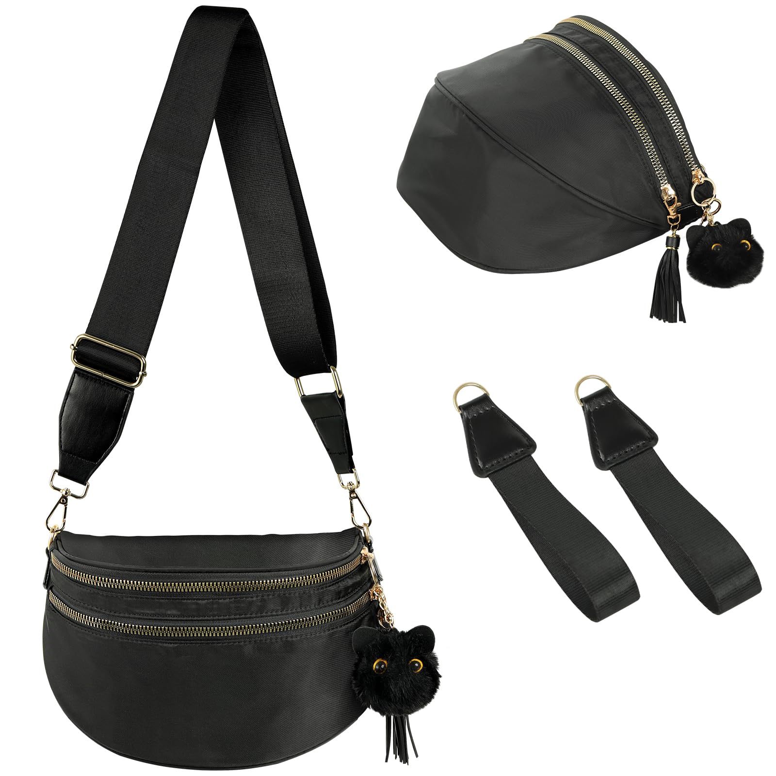 LUKLUKTAISUN Spacious Checkered Nylon Crossbody Bag Bum Bags for Women Checkered Purse Checkerboard Fanny Pack