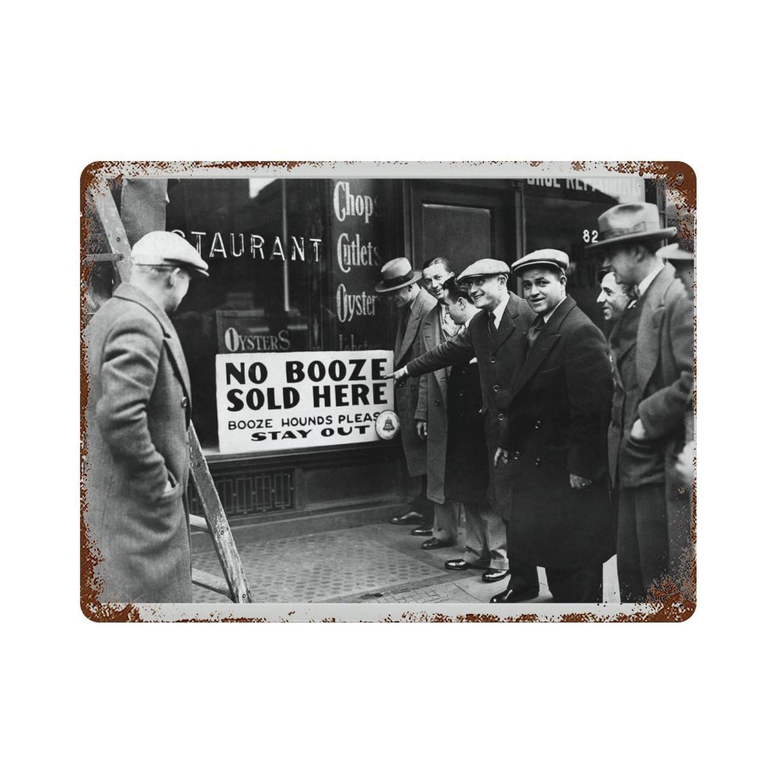 xiaoxiaoshen Prohibition Era Photo_ 'no Booze Sold Here' Vintage Bar Speakeasy Bourbon Wall Decor Art Metal Tin Poster Modern Home Decor Art Home Bar Shop Decorations Vintage Sign 30x40cm