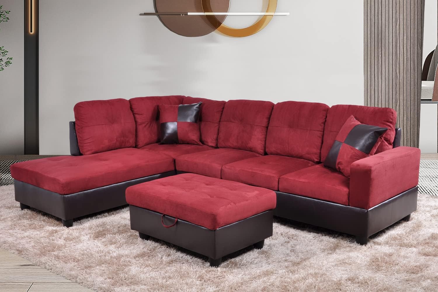 SIENWIEY Red Sectional Couch for Living Room Set, 105 Inch