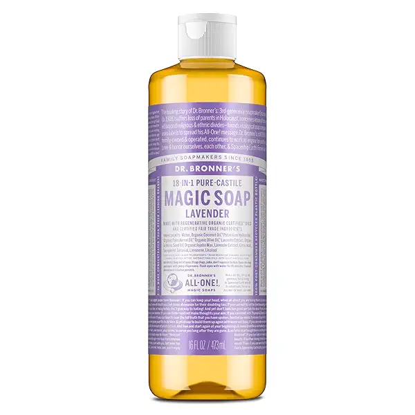 Dr. Bronner's - Pure-Castile Liquid Soap (Lavender, 16 ounce) - Made with Organic Oils, 18-in-1 Uses: Face, Body, Hair, Laundry, Pets & Dishes, Concentrated, Vegan, Non-GMO 1