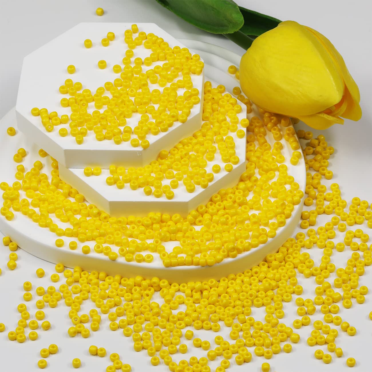 3mm Yellow Color Seed Beads for Jewelry Making 110 Grams About 4000pcs,8/0 Glass Craft Beads for Making Earrings Bracelets - Image 3